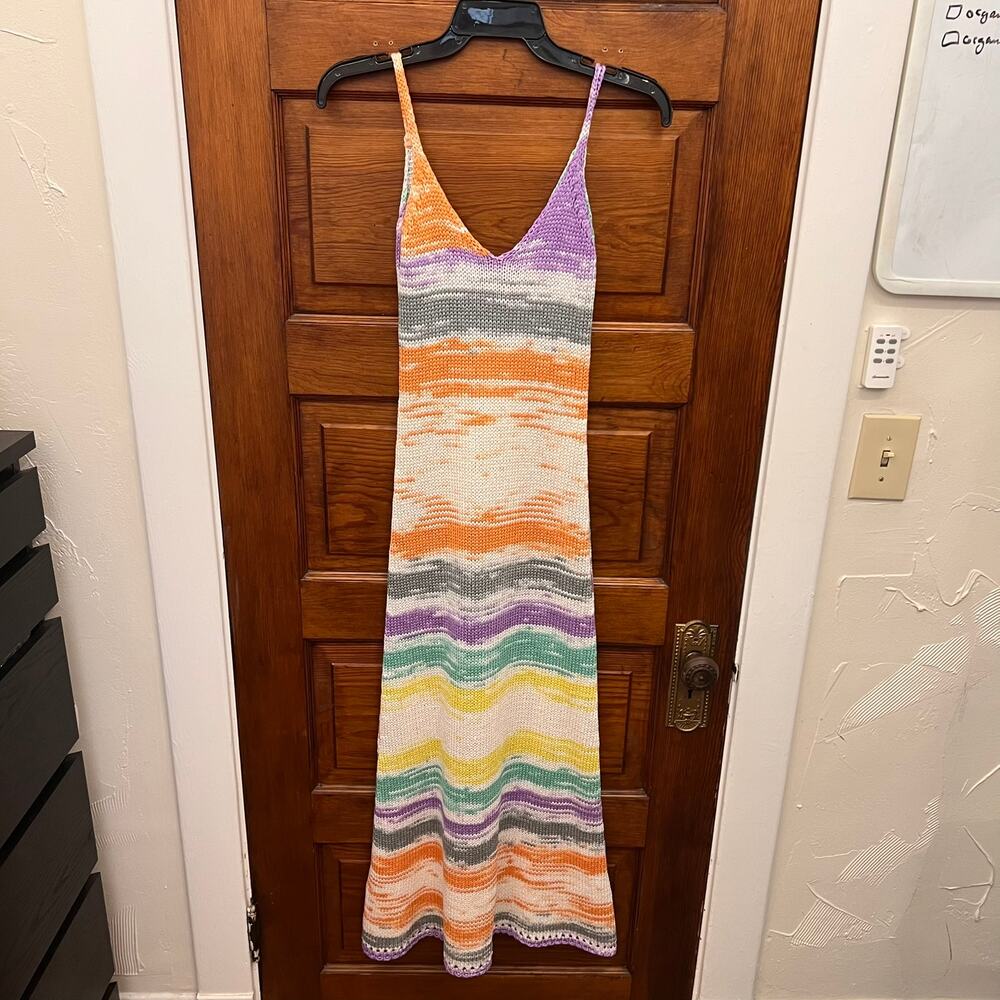 Zara Multicolor Knit Maxi Sweater Sleeveless Dress sz S NWT's